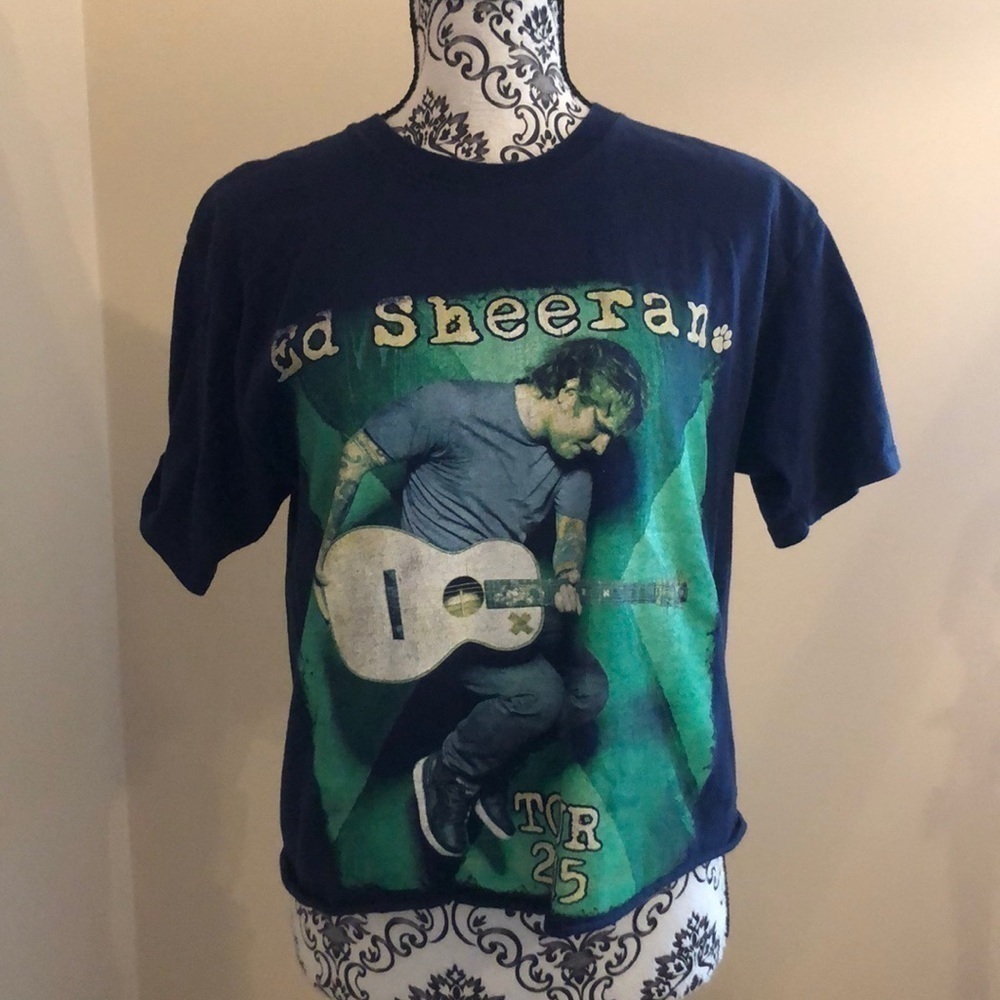 Ed Sheeran T Shirt 2015 Concert T Shirt Cropped Blue M band concert music